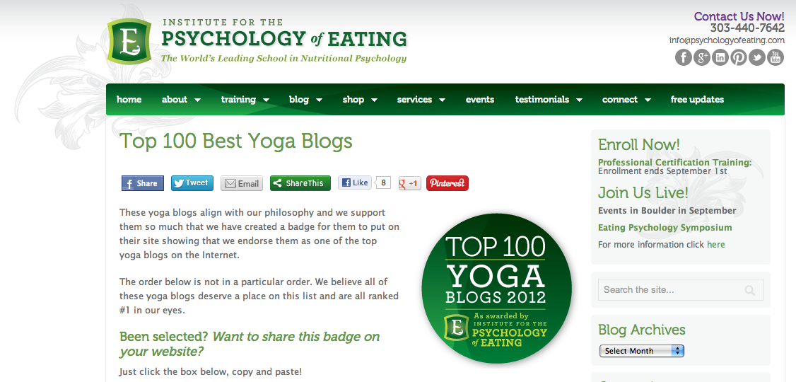 Top 100 Yoga Blogs post
