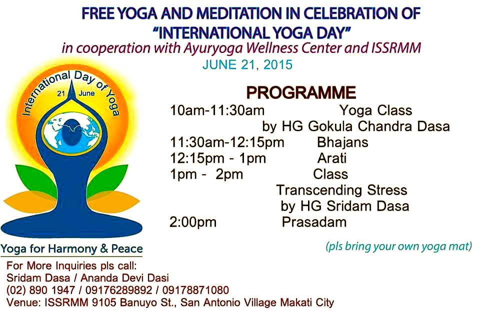 Celebrate with us the first International Day of Yoga on June 21 ...